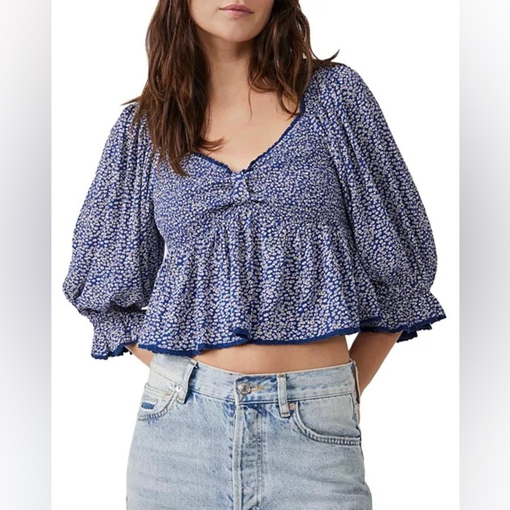 Free People Brittnee floral smocked baby doll top